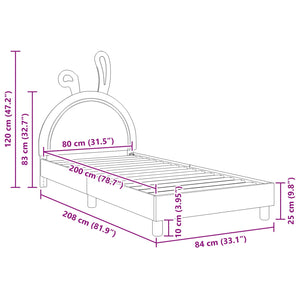 Barnsängram med sänggavel med huvudgavel Ljusgrå 80 x 200 cm PU