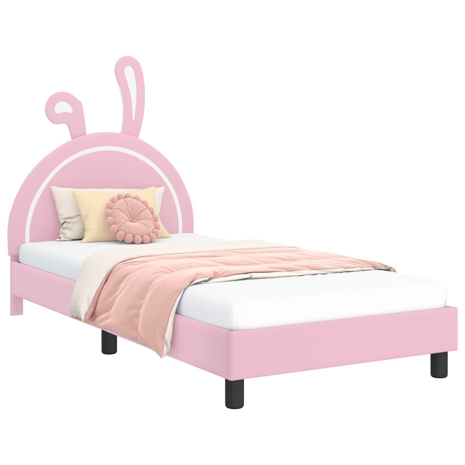 Barnsängram med sänggavel Rosa 90 x 190 cm PU