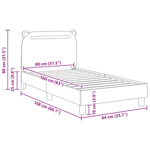 Barnsängram med sänggavel med huvudgavel Rosa 80 x 160 cm tyg