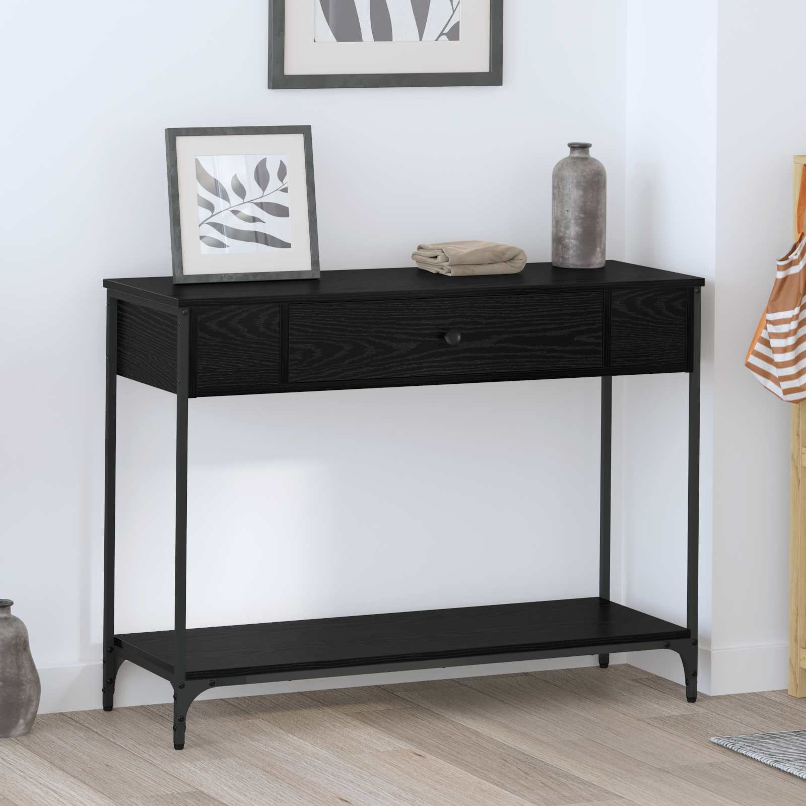 Konsolbord Svart ek 100 x 34.5 x 75 cm Konstruerat trä