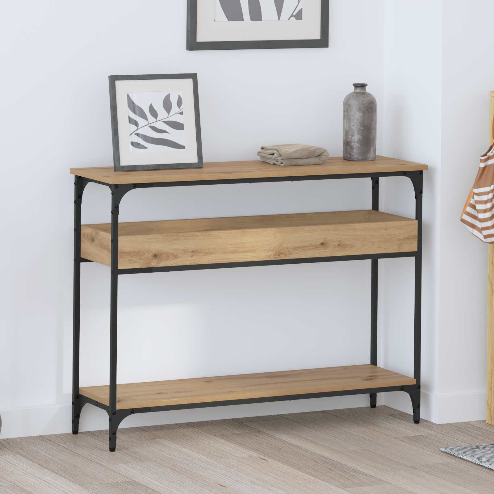 Konsolbord artisan ek 100 x 29 x 75 cm Konstruerat trä