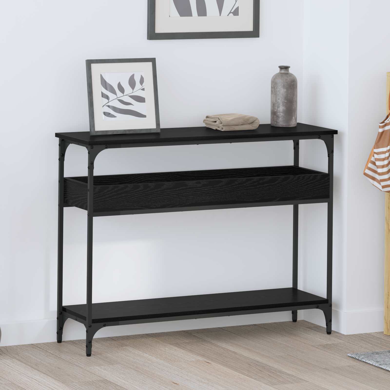 Konsolbord Svart ek 100 x 29 x 75 cm Konstruerat trä