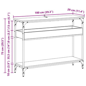 Konsolbord med hylla Svart ek 100 x 29 x 75 cm Konstruerat trä