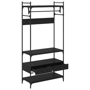 Garderob med låda Svart ek 89 x 39 x 184.5 cm Konstruerat trä