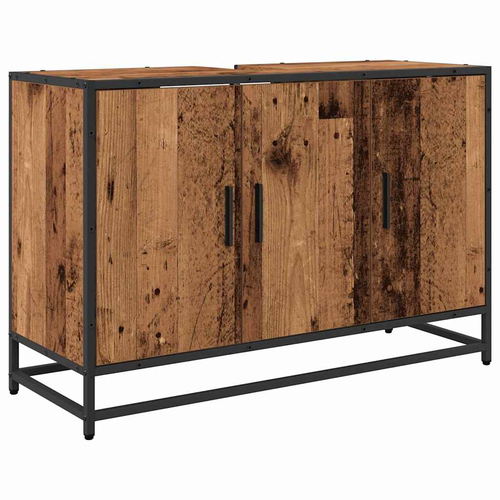 Badrumsskåp Gammalt trä 90 x 33 x 60 cm Konstruerat trä