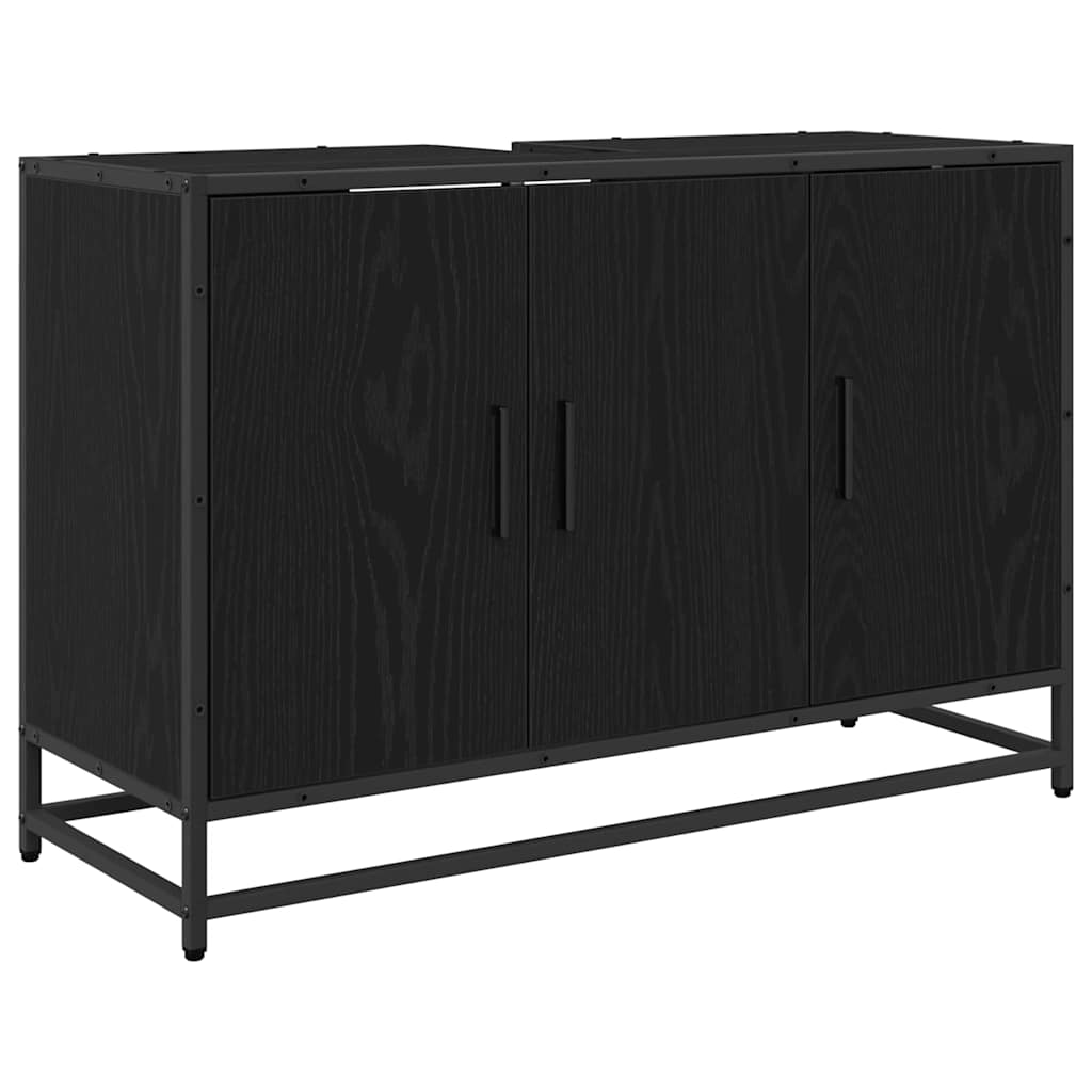 Badrumsskåp Svart Ek 90 x 33 x 60 cm Konstruerat trä