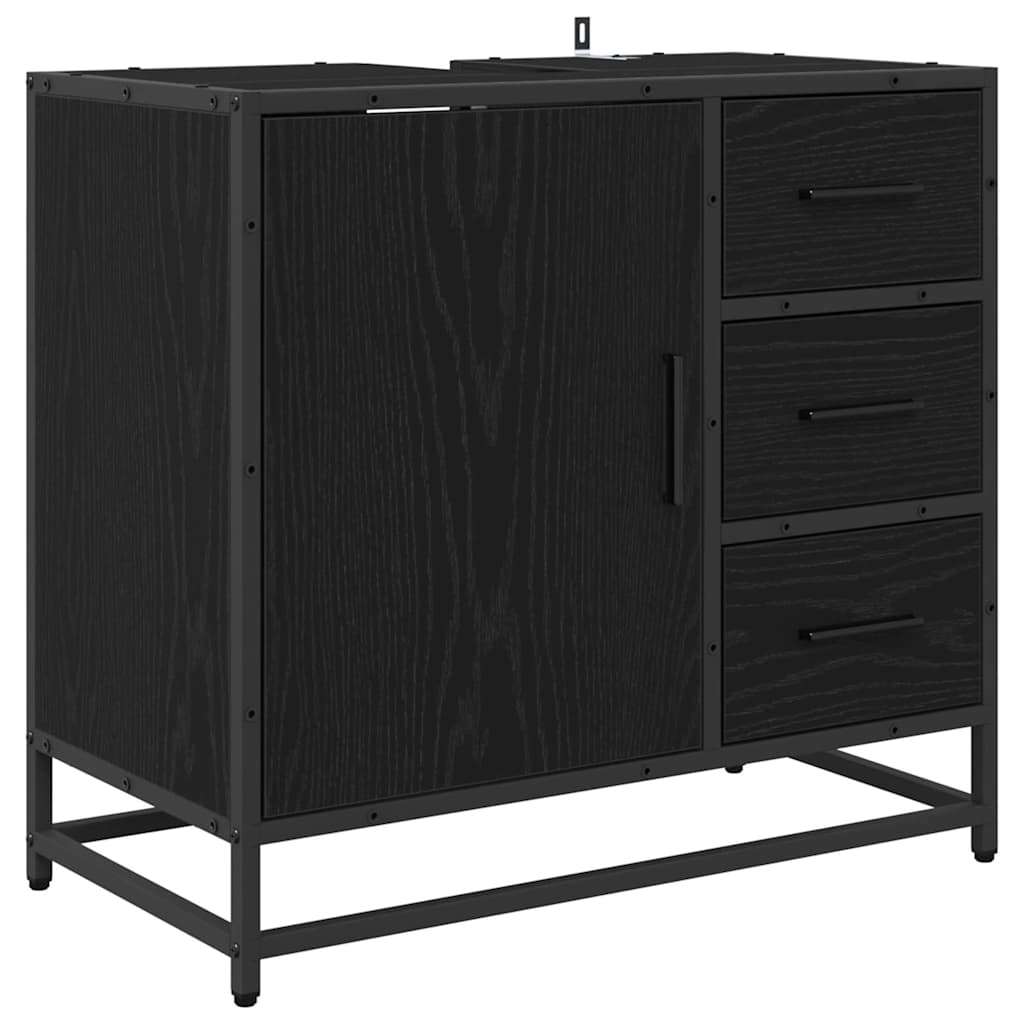 Badrumsskåp Svart Ek 65 x 33 x 60 cm Konstruerat trä