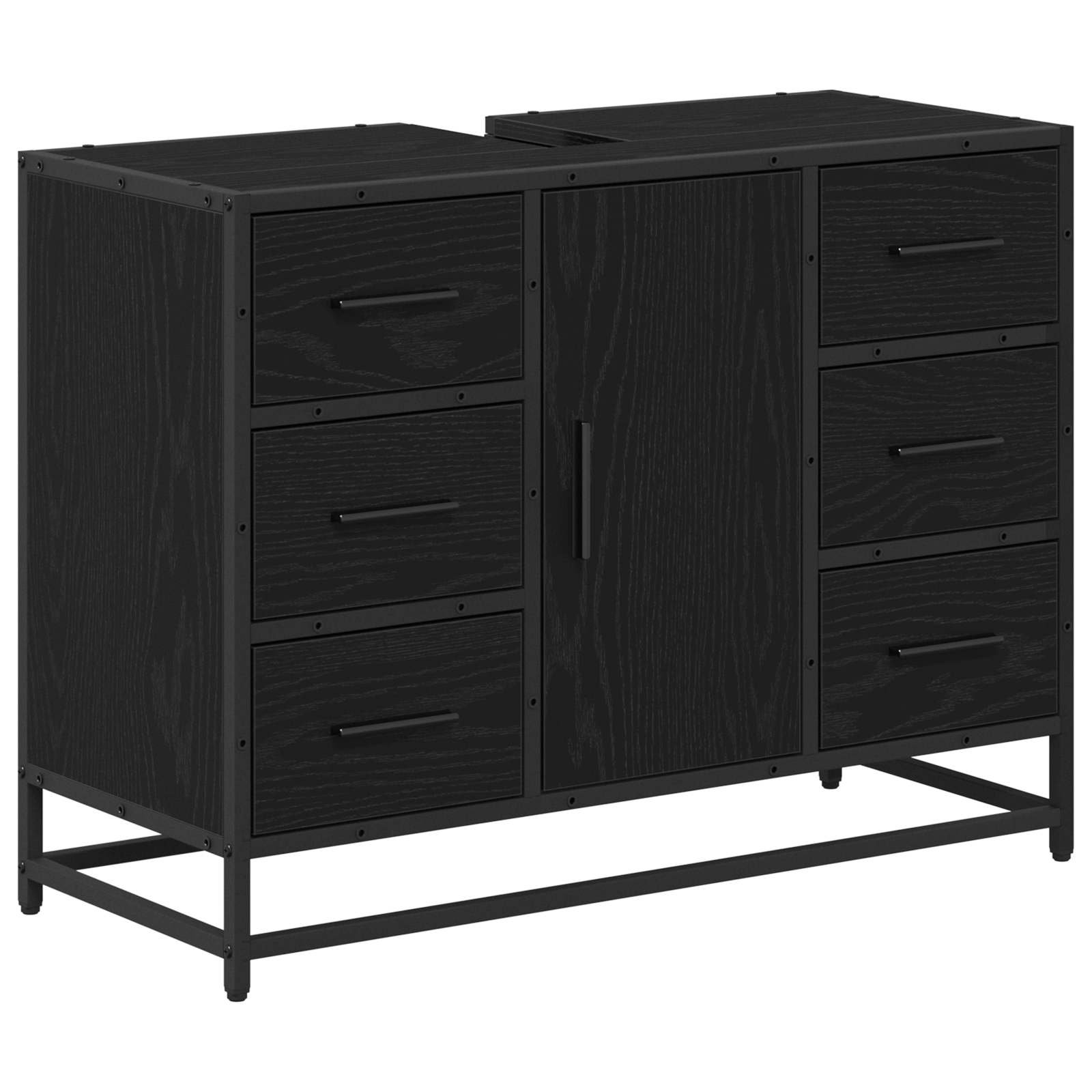 Badrumsskåp Svart Ek 80 x 33 x 60 cm Konstruerat trä