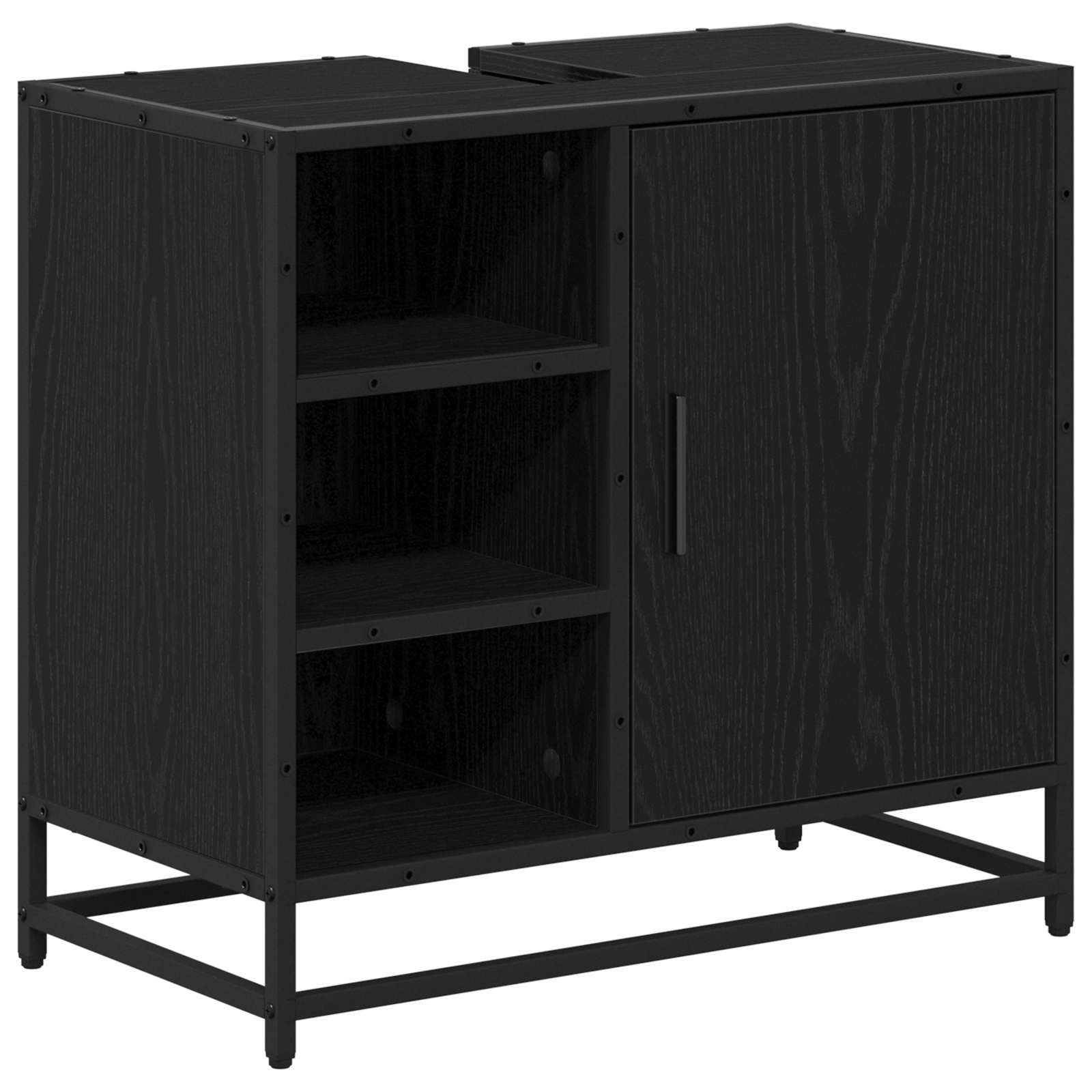 Badrumsskåp Svart Ek 65 x 33 x 60 cm Konstruerat trä