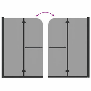 Duschavskärmning Svart 120 x 140 cm ESG-glas och aluminium