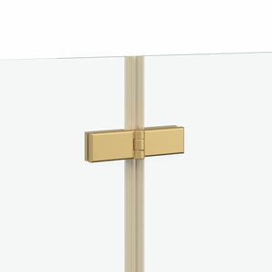 Duschavskärmning Guld 130 x 138 cm ESG-glas och aluminium