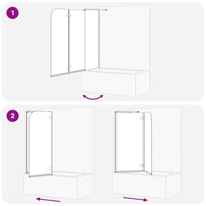 Duschavskärmning Svart 120 x 68 x 130 cm ESG-glas och aluminium