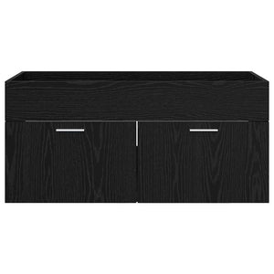 Diskbänksskåp med lagring med dörr Svart Ek Konstruerat trä