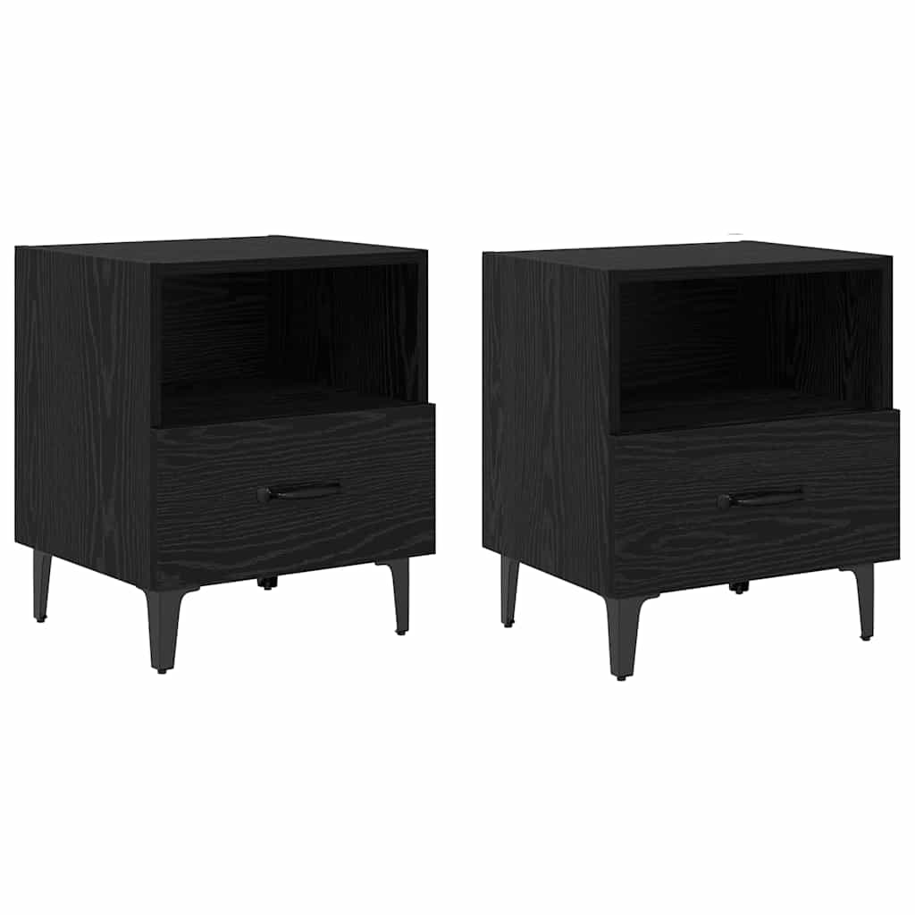 Nattduksbord 2 pcs Svart ek 40 x 35 x 47.5 cm Konstruerat trä