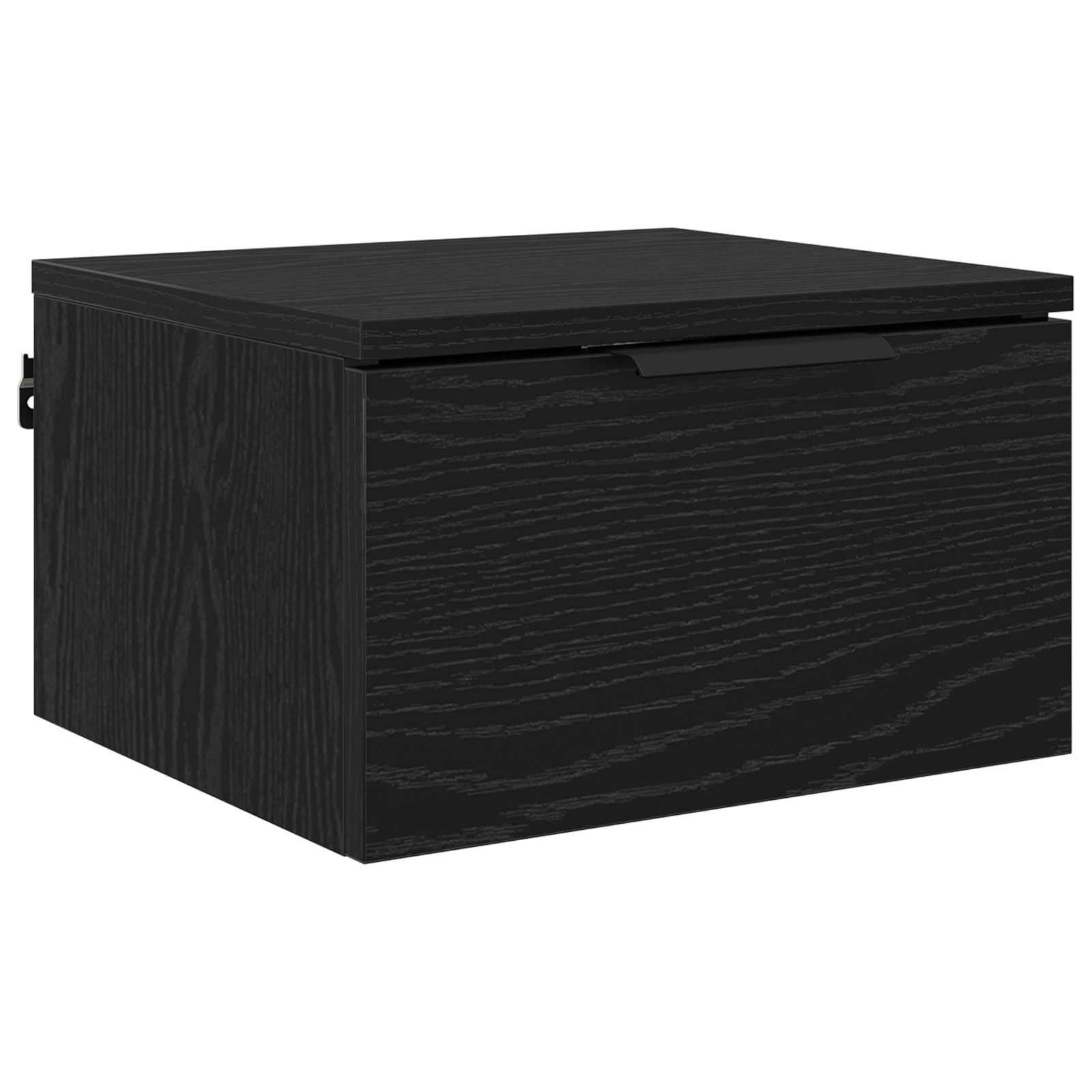 Nattduksbord med låda Svart Ek 34 x 30 x 20 cm Konstruerat trä