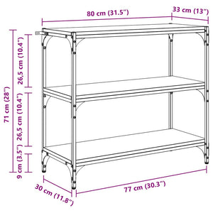 Bokskåp Svart Ek 80 x 33 x 70,5 cm Konstruerat trä och järn