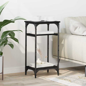 Sidobord med hylla Svart Ek 40 x 30 x 75 cm Konstruerat trä