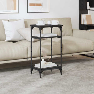 Sidobord med hylla Svart Ek 40 x 30 x 75 cm Konstruerat trä