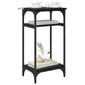 Sidobord med hylla Svart Ek 40 x 30 x 75 cm Konstruerat trä