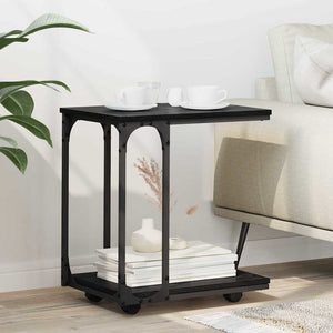 Sidobord med hylla Svart Ek 50 x 35 x 55.5 cm Konstruerat trä