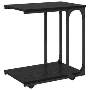 Sidobord med hylla Svart Ek 50 x 35 x 55.5 cm Konstruerat trä