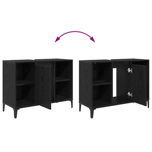 Diskbänksskåp Svart Ek 80 x 33 x 60 cm Konstruerat trä och järn