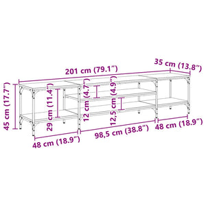 TV-skåp Svart Ek 201 x 35 x 45 cm Konstruerat trä och järn