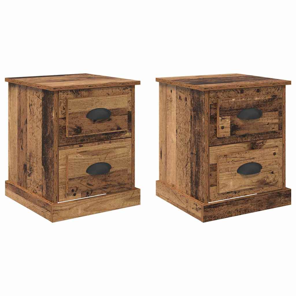 Nattduksbord med låda 2 pcs Gammalt trä 39 x 39 x 47,5 cm