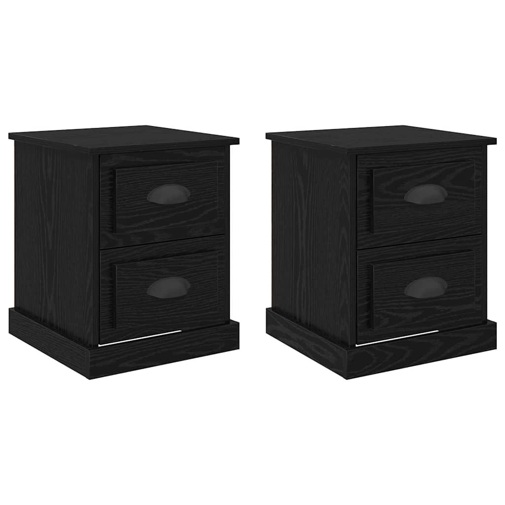 Nattduksbord 2 pcs Svart Ek 39 x 39 x 47,5 cm Konstruerat trä