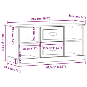 TV-skåp med låda Svart Ek 99,5 x 35,5 x 48 cm Konstruerat trä