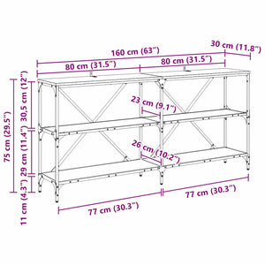Konsolbord Gammalt trä 160 x 30 x 75 cm Konstruerat trä