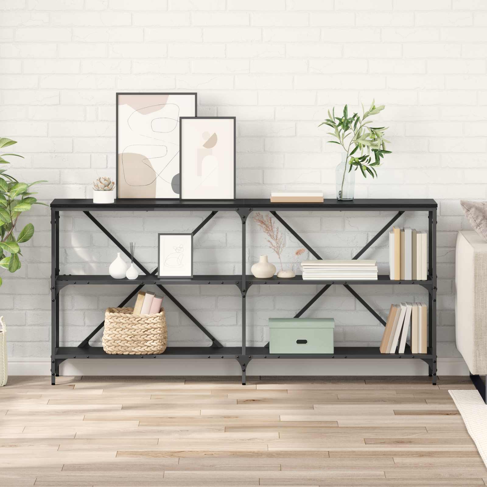 Konsolbord Svart Ek 160 x 30 x 75 cm Konstruerat trä