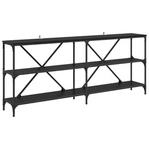Konsolbord med hylla Svart Ek 180 x 30 x 75 cm Konstruerat trä