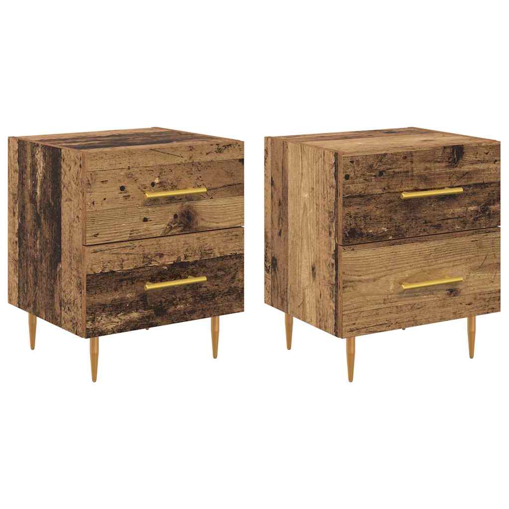 Nattduksbord med låda 2 pcs Gammalt trä 40 x 35 x 47,5 cm
