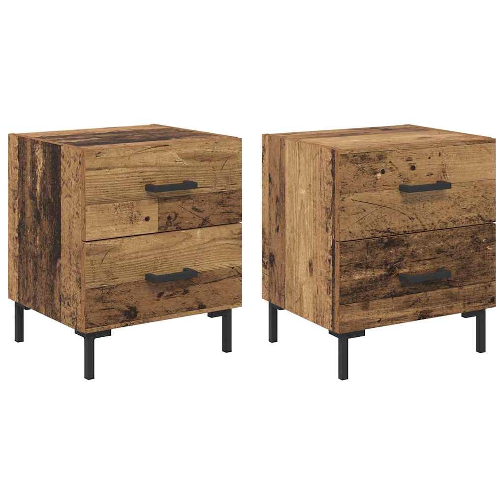 Nattduksbord med låda 2 pcs Gammalt trä 40 x 35 x 47,5 cm