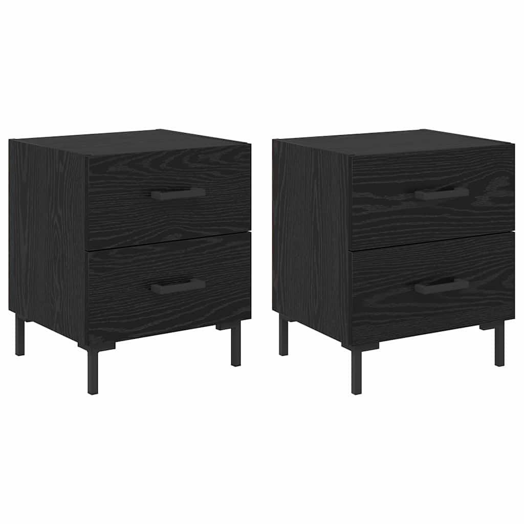 Nattduksbord 2 pcs Svart Ek 40 x 35 x 47,5 cm Konstruerat trä