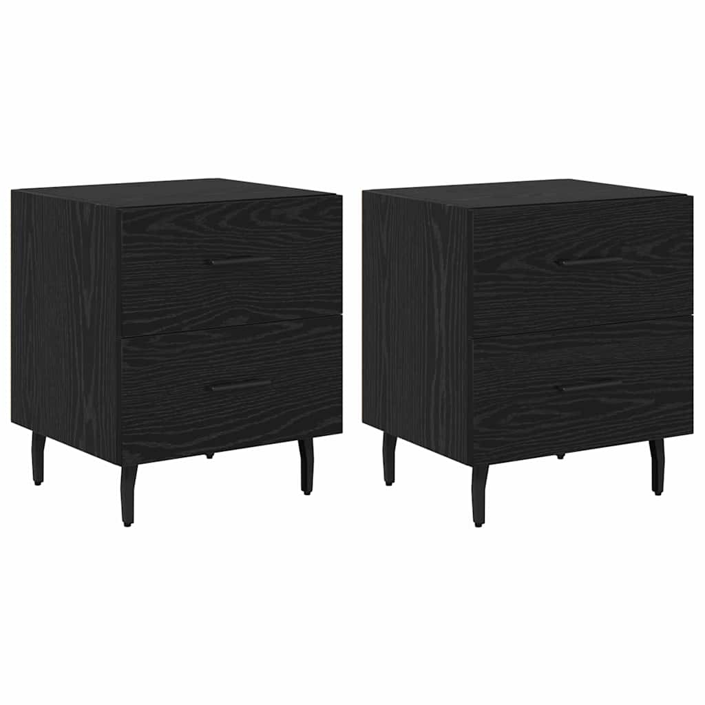 Nattduksbord 2 pcs Svart Ek 40 x 35 x 47,5 cm Konstruerat trä