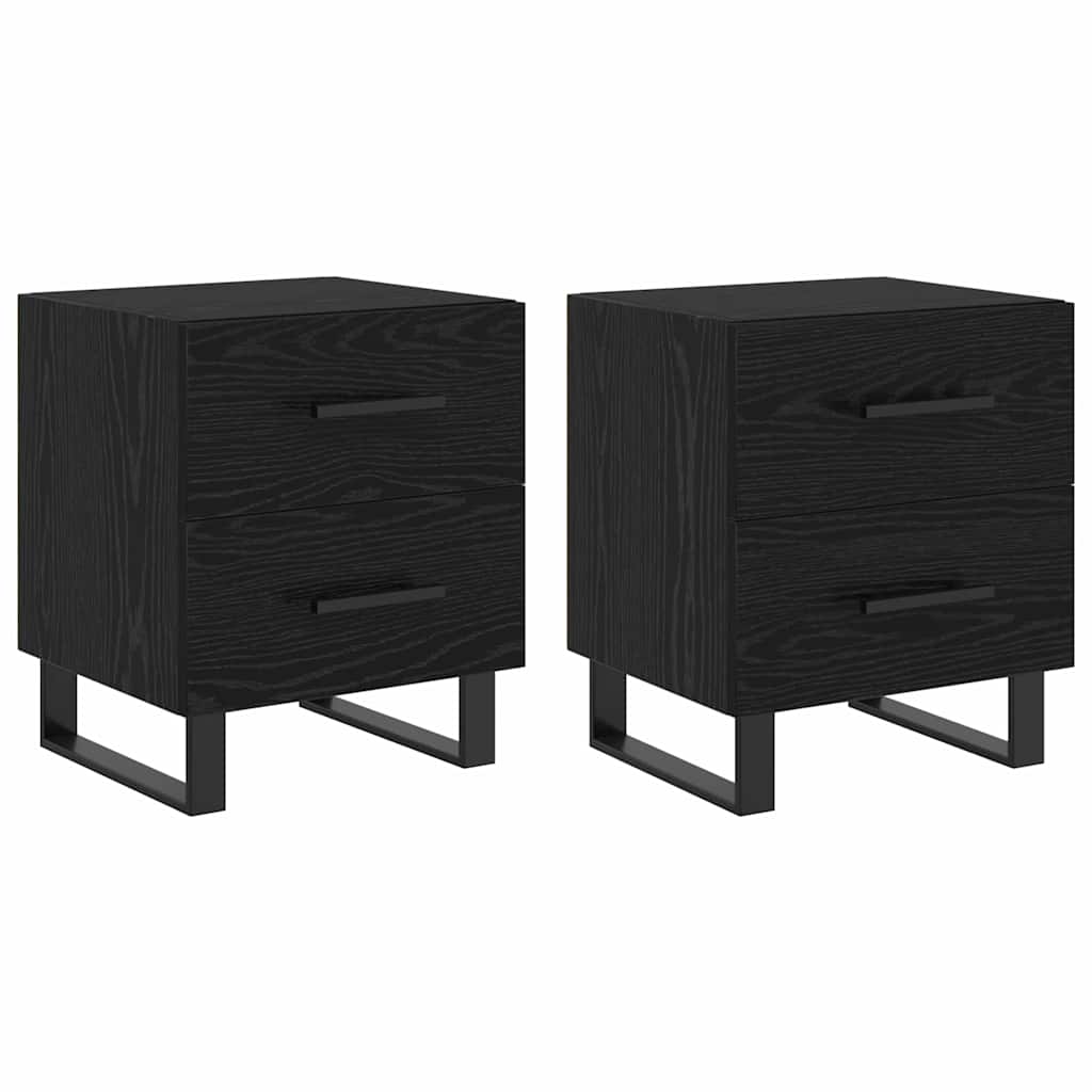 Nattduksbord 2 pcs Svart Ek 40 x 35 x 47,5 cm Konstruerat trä