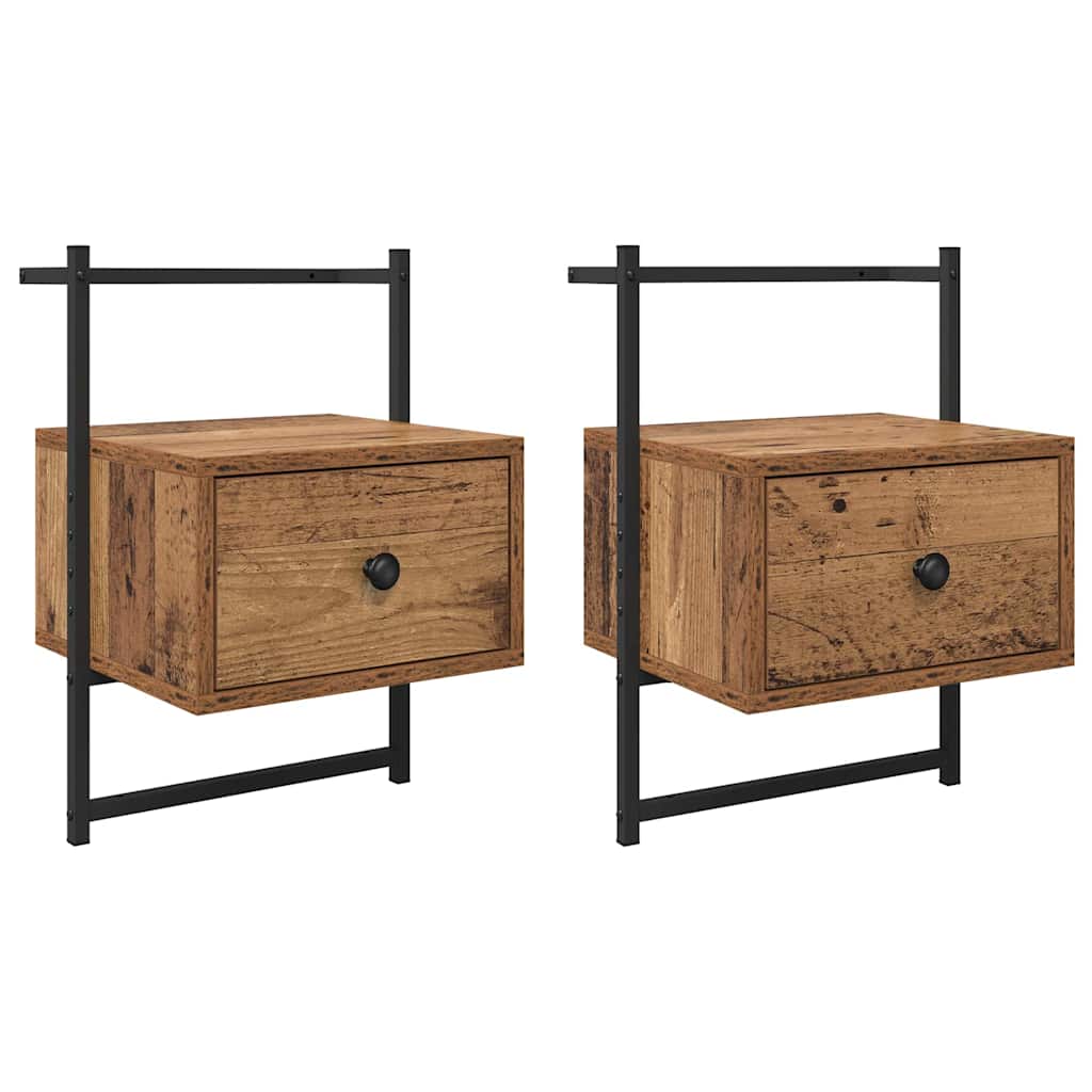 Nattduksbord 2 pcs Gammalt trä 35 x 30 x 51 cm Konstruerat trä
