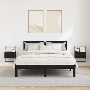 Nattduksbord 2 pcs Svart Ek 35 x 30 x 51 cm Konstruerat trä