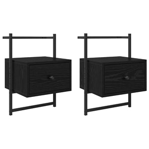 Nattduksbord 2 pcs Svart Ek 35 x 30 x 51 cm Konstruerat trä