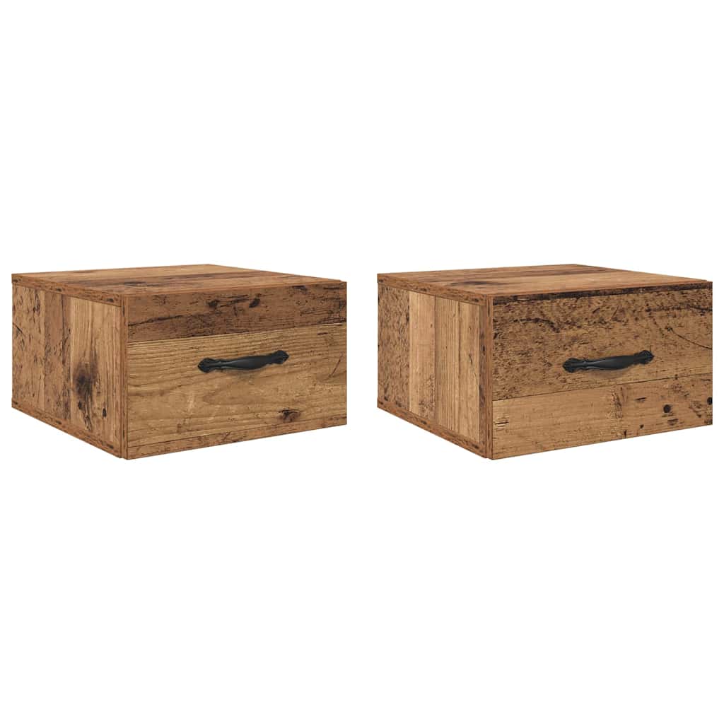 Nattduksbord 2 pcs Gammalt trä 35 x 35 x 20 cm Konstruerat trä
