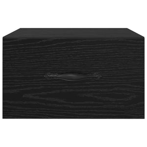 Nattduksbord med låda Svart ek 35 x 35 x 20 cm Konstruerat trä