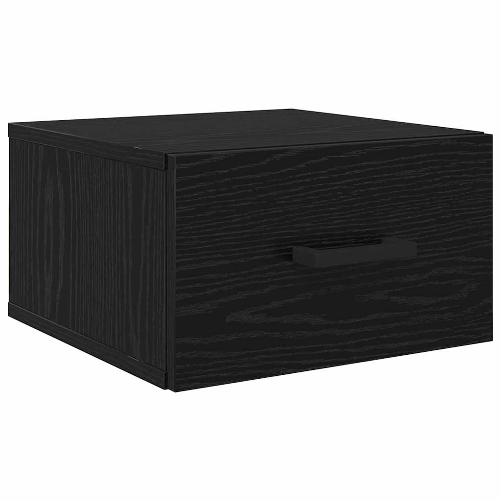 Nattduksbord med låda Svart ek 35 x 35 x 20 cm Konstruerat trä