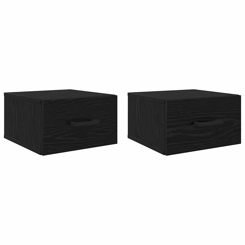 Nattduksbord 2 pcs Svart ek 35 x 35 x 20 cm Konstruerat trä
