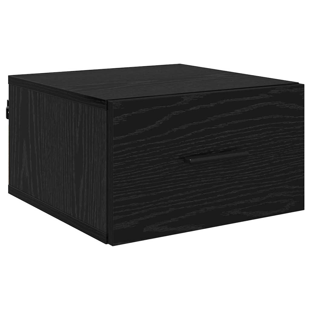 Nattduksbord med låda Svart ek 35 x 35 x 20 cm Konstruerat trä