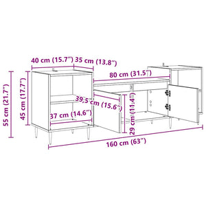 TV-skåp Svart Ek 160 x 35 x 55 cm Konstruerat trä