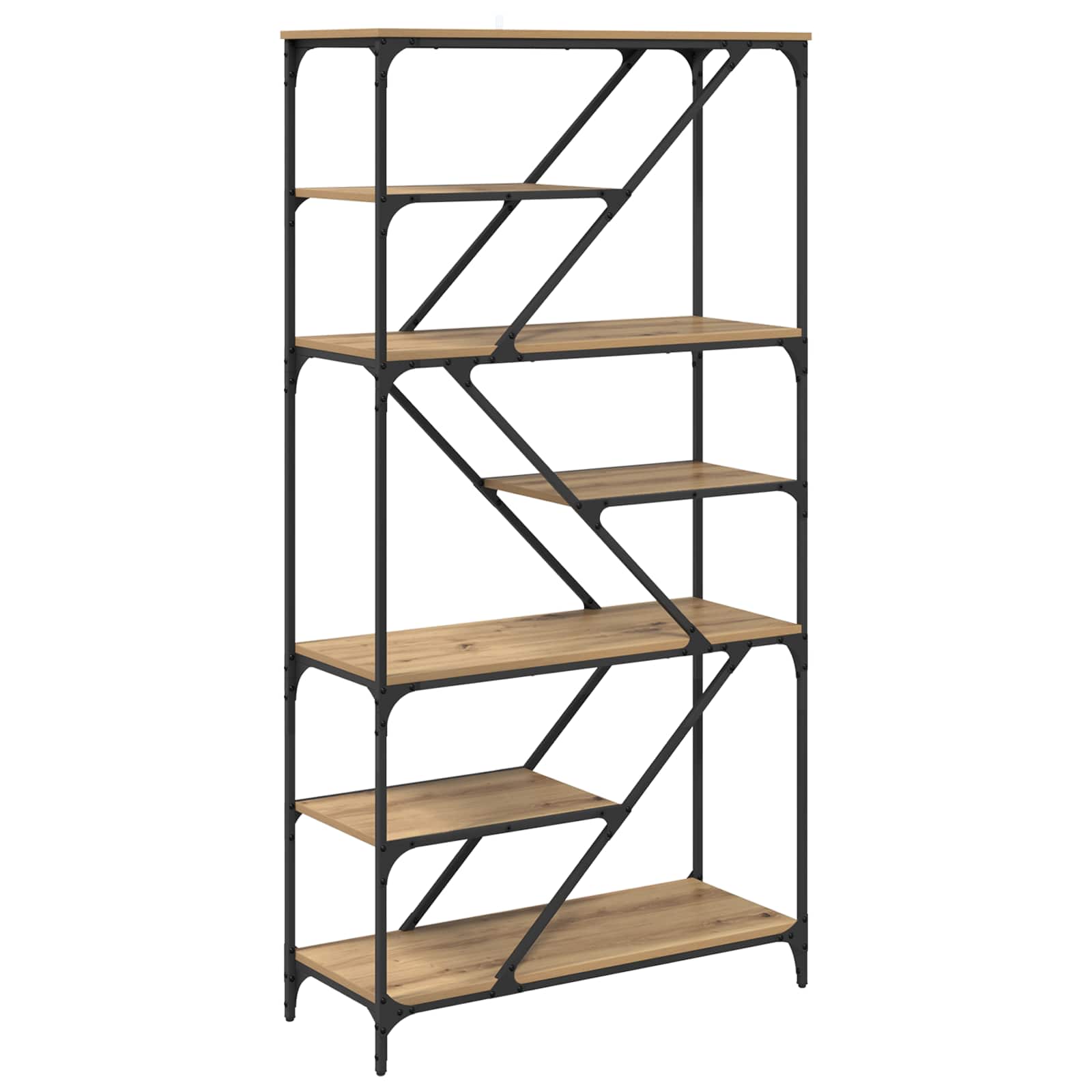 Hyllsystem 9 nivåer 91 x 36 x 176 cm Konstruerat trä Artisan Ek