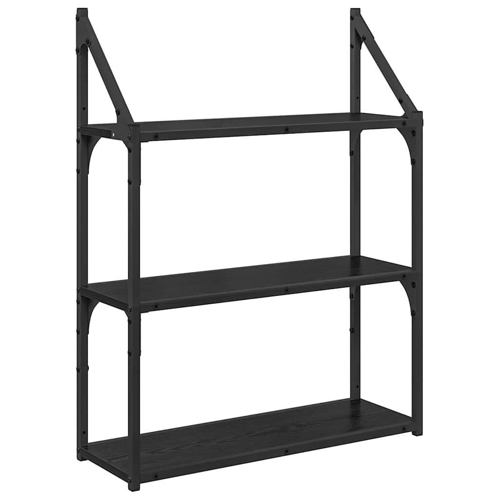Vägg hylla Väggmonterat Svart Ek 60 x 21 x 78,5 cm