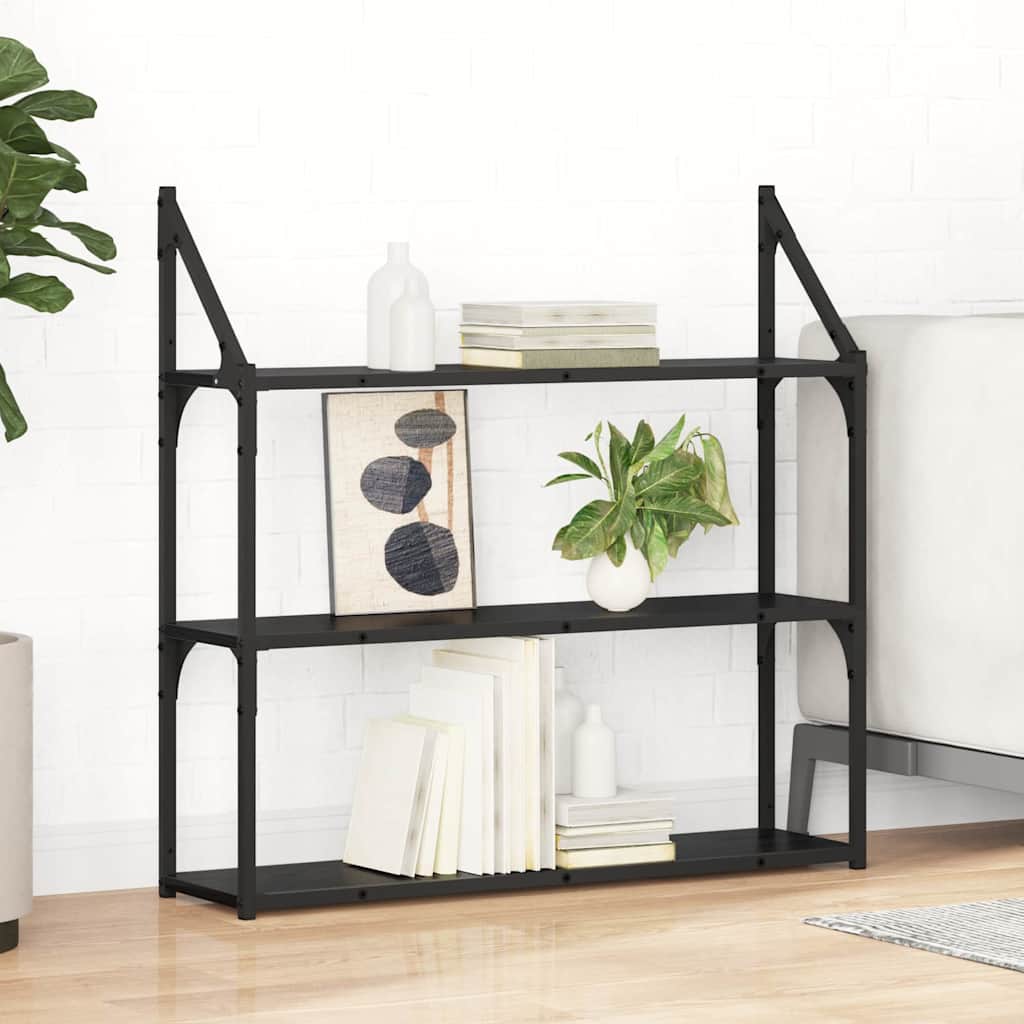 Vägg hylla Väggmonterat Svart Ek 80 x 21 x 78,5 cm